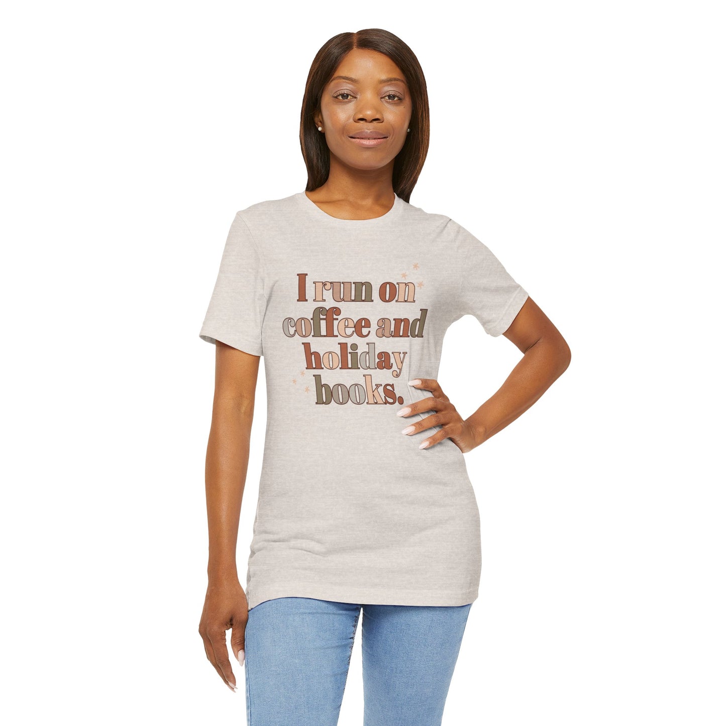 The Holiday Collection - "I Run on Coffee and Holiday Books" Bella & Canvas T-Shirt | Book Lover Tee | Literary Christmas Shirt | Cozy Holiday Shirt for Bookworms | Bella & Canvas Tee