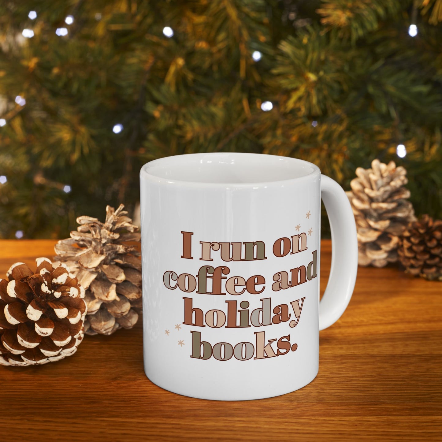 The Holiday Collection - "I Run on Coffee and Holiday Books" Mug | Book Lover Mug | Literary Christmas Mug | Holiday Coffee Mug for Bookworms | 11oz & 15oz Sizes