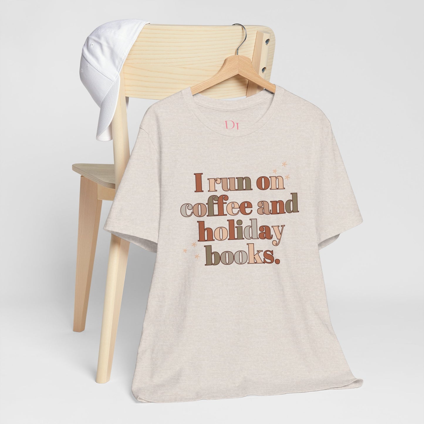 The Holiday Collection - "I Run on Coffee and Holiday Books" Bella & Canvas T-Shirt | Book Lover Tee | Literary Christmas Shirt | Cozy Holiday Shirt for Bookworms | Bella & Canvas Tee