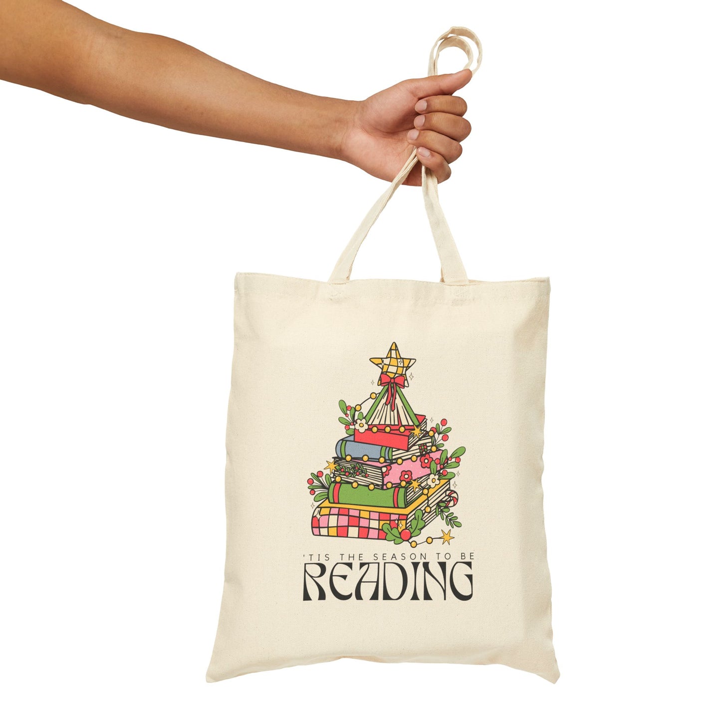 The Holiday Collection - "Tis the Season to Be Reading" Tote Bag – Perfect for Book Lovers & Holiday Fun!