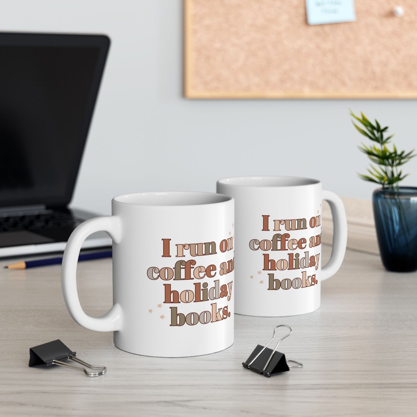 The Holiday Collection - "I Run on Coffee and Holiday Books" Mug | Book Lover Mug | Literary Christmas Mug | Holiday Coffee Mug for Bookworms | 11oz & 15oz Sizes