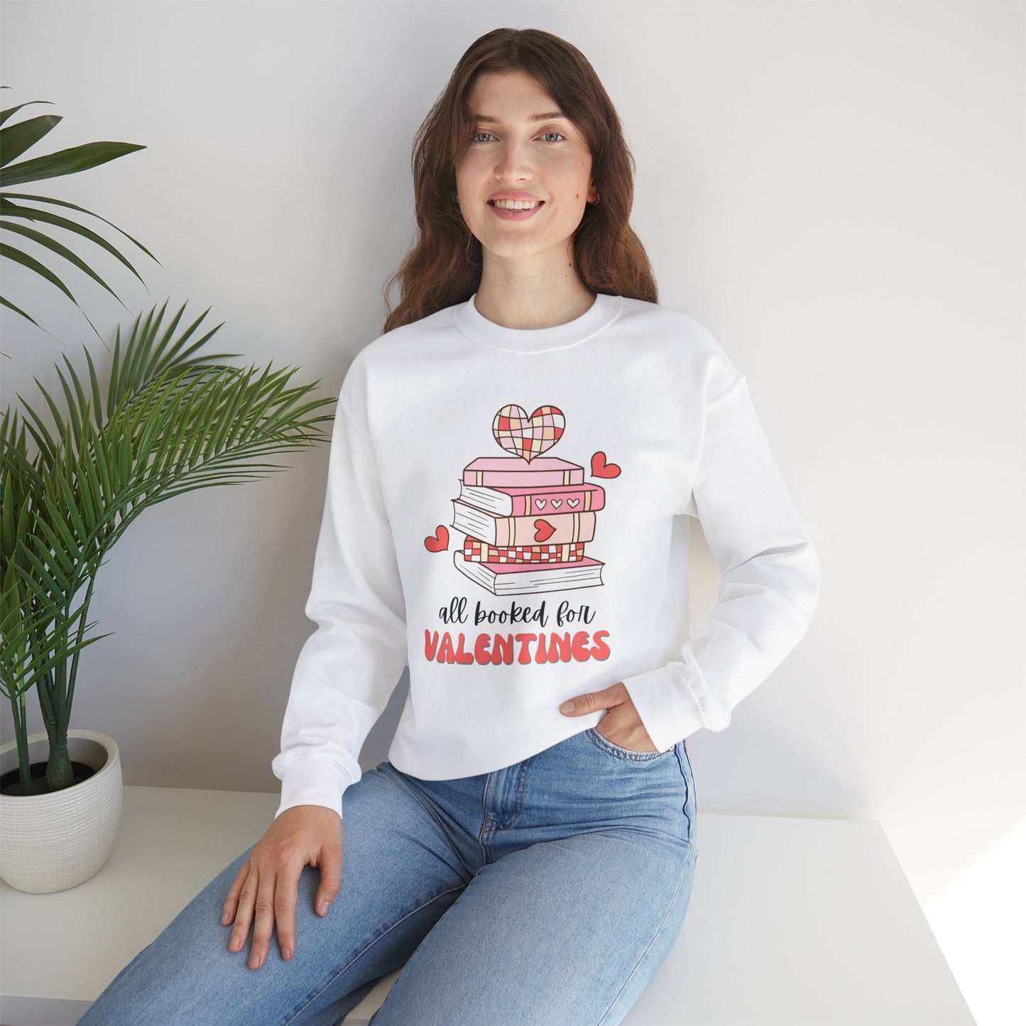 Bookish Valentine Collection - All Booked for Valentine’s Day Crewneck Sweatshirt