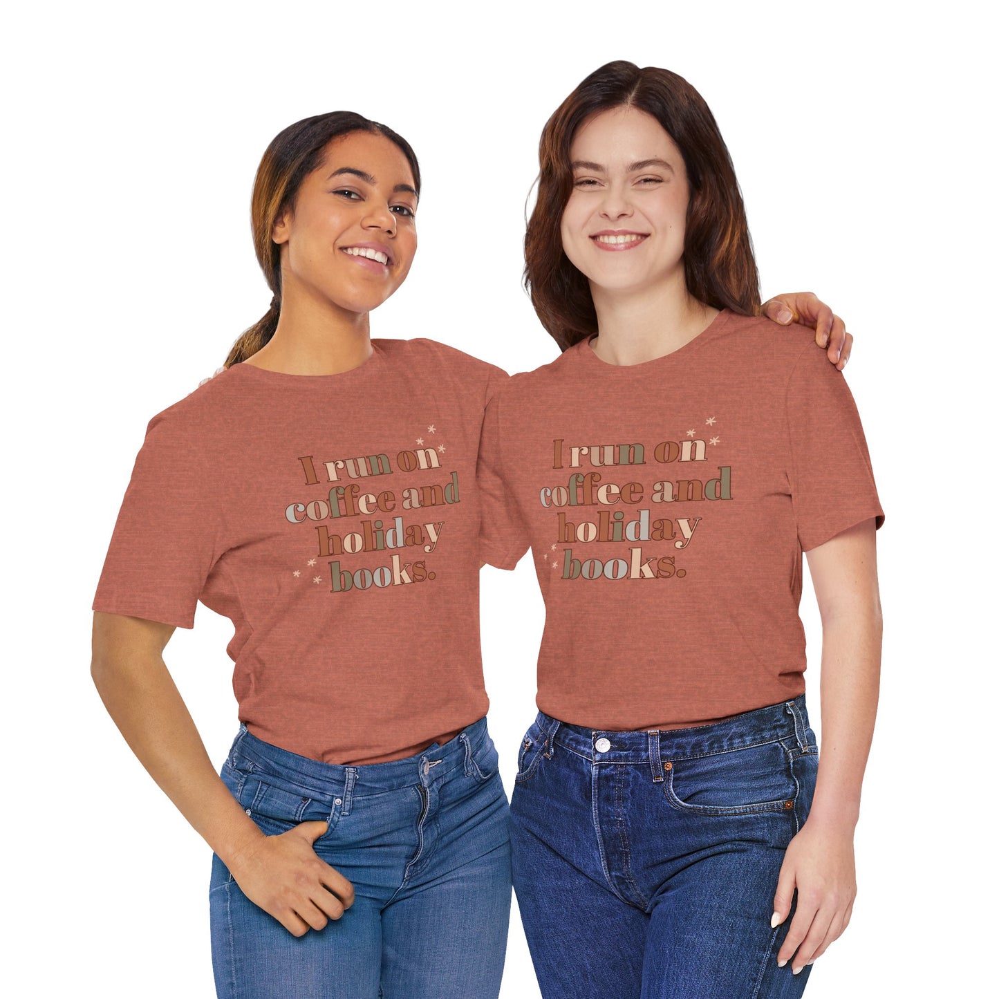 The Holiday Collection - "I Run on Coffee and Holiday Books" Bella & Canvas T-Shirt | Book Lover Tee | Literary Christmas Shirt | Cozy Holiday Shirt for Bookworms | Bella & Canvas Tee