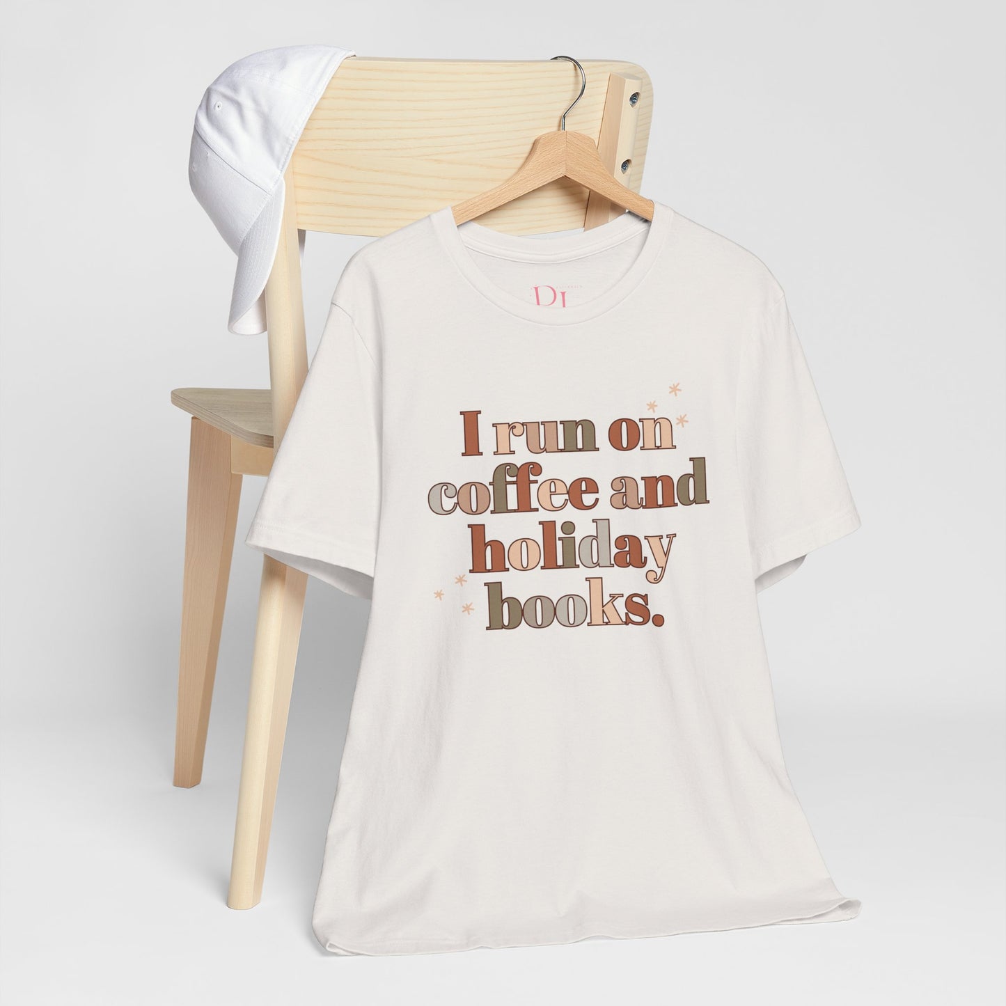 The Holiday Collection - "I Run on Coffee and Holiday Books" Bella & Canvas T-Shirt | Book Lover Tee | Literary Christmas Shirt | Cozy Holiday Shirt for Bookworms | Bella & Canvas Tee