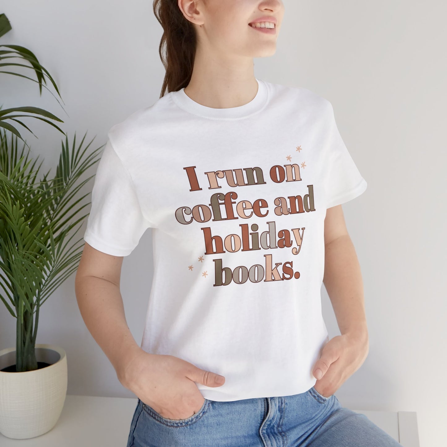 The Holiday Collection - "I Run on Coffee and Holiday Books" Bella & Canvas T-Shirt | Book Lover Tee | Literary Christmas Shirt | Cozy Holiday Shirt for Bookworms | Bella & Canvas Tee