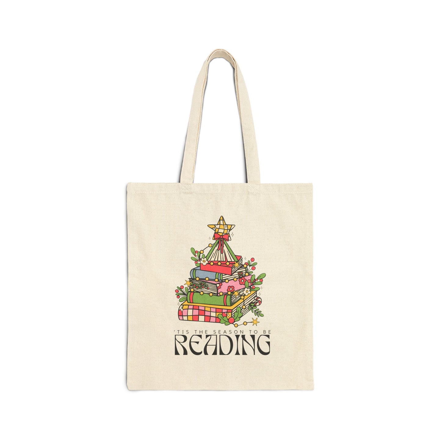 The Holiday Collection - "Tis the Season to Be Reading" Tote Bag – Perfect for Book Lovers & Holiday Fun!