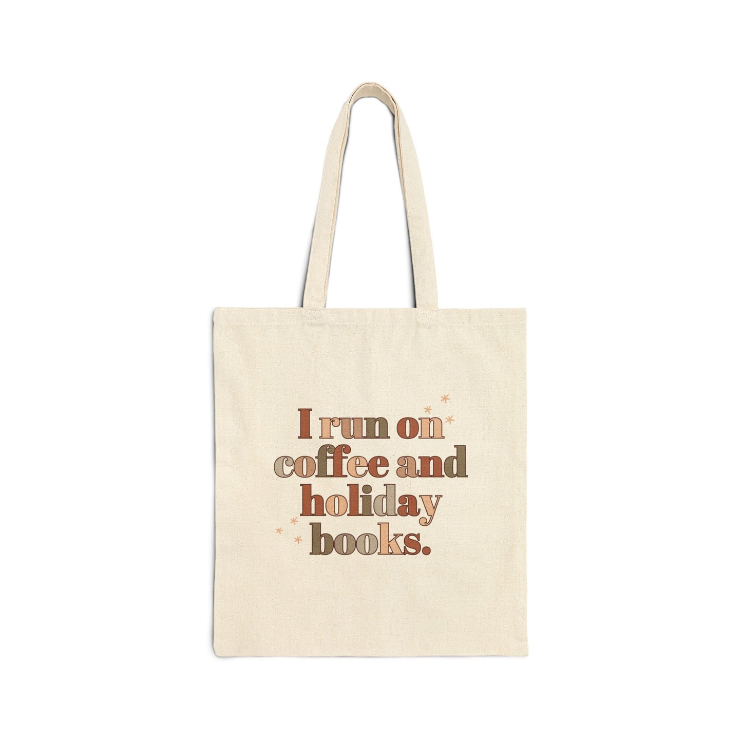 The Holiday Collection - "I Run on Coffee and Holiday Books" Tote Bag | Book Lover Tote | Literary Holiday Tote | Coffee & Bookish Gift for Readers