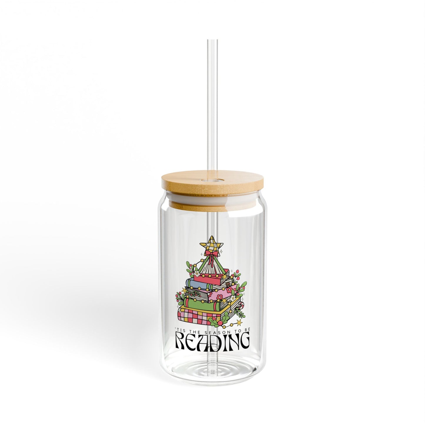 The Holiday Collection - "Tis the Season to Be Reading" 16oz Glass Tumbler