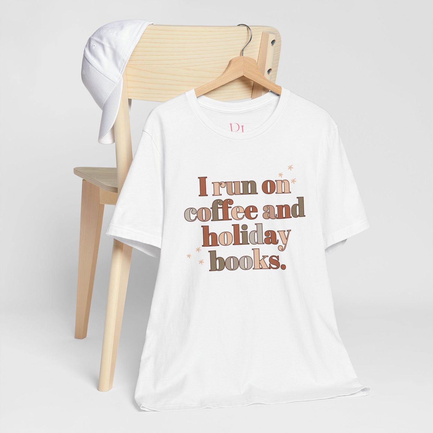 The Holiday Collection - "I Run on Coffee and Holiday Books" Bella & Canvas T-Shirt | Book Lover Tee | Literary Christmas Shirt | Cozy Holiday Shirt for Bookworms | Bella & Canvas Tee