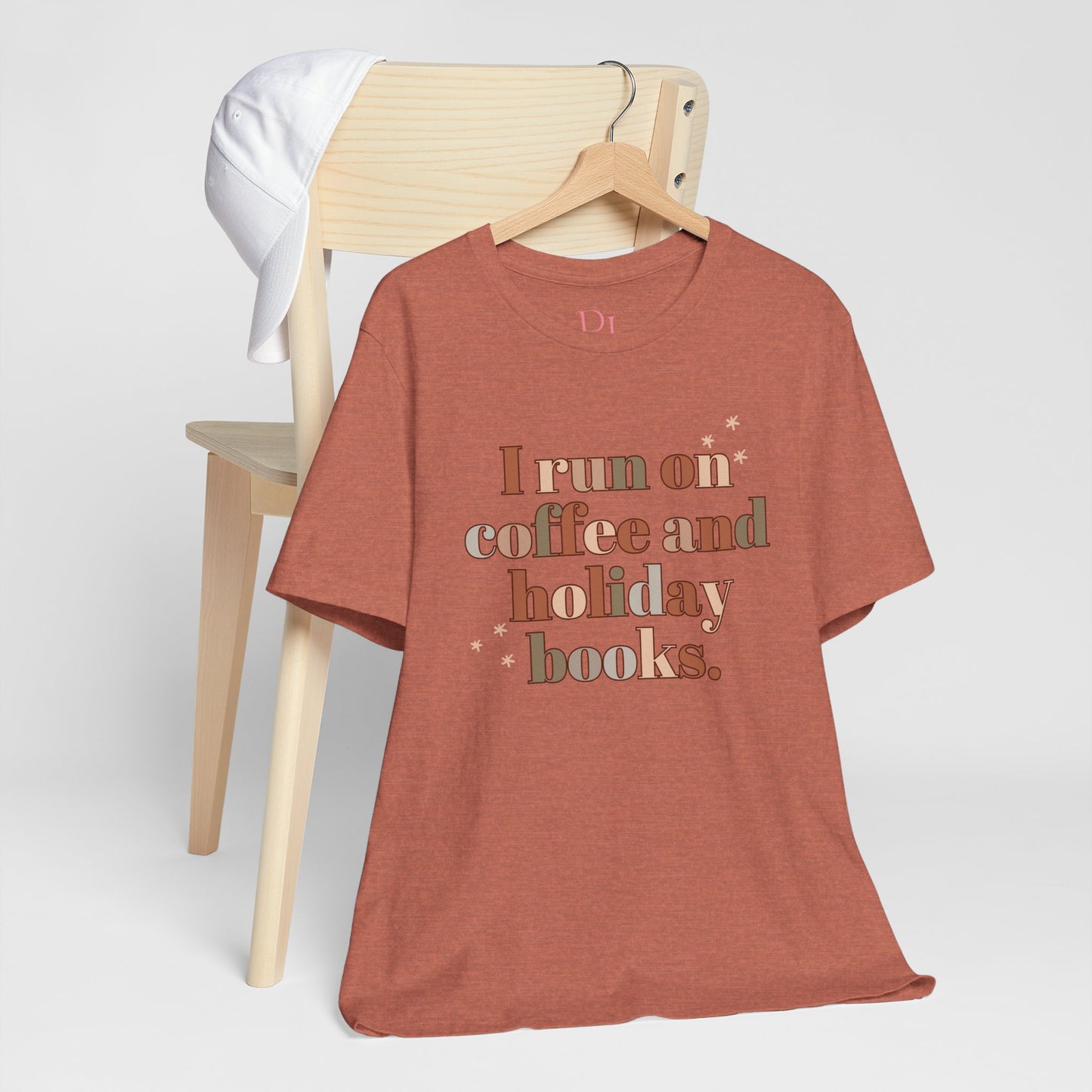 The Holiday Collection - "I Run on Coffee and Holiday Books" Bella & Canvas T-Shirt | Book Lover Tee | Literary Christmas Shirt | Cozy Holiday Shirt for Bookworms | Bella & Canvas Tee