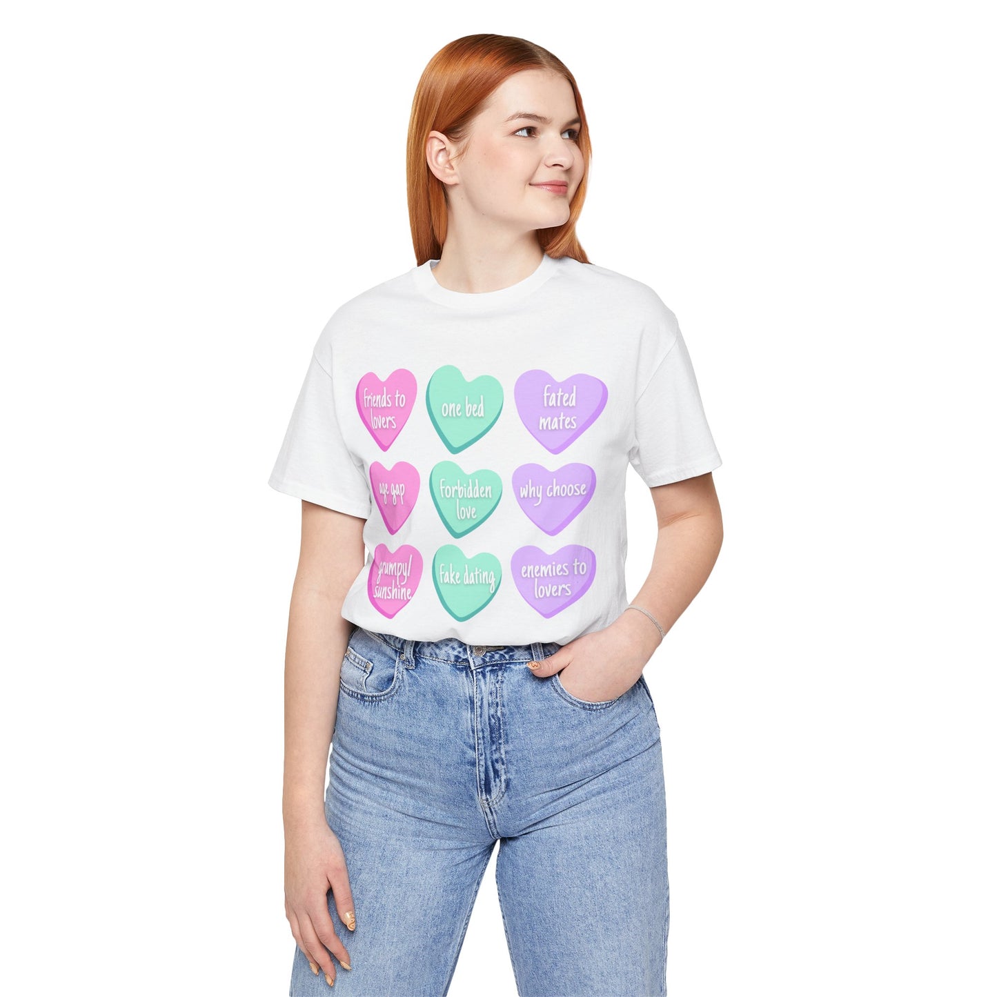 Bookish Valentine Collection - Book Trope Candy Hearts Bella + Canvas T-Shirt