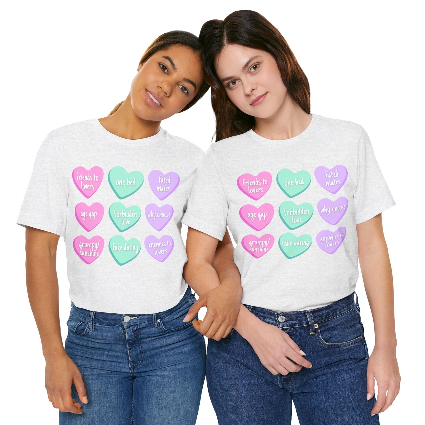 Bookish Valentine Collection - Book Trope Candy Hearts Bella + Canvas T-Shirt