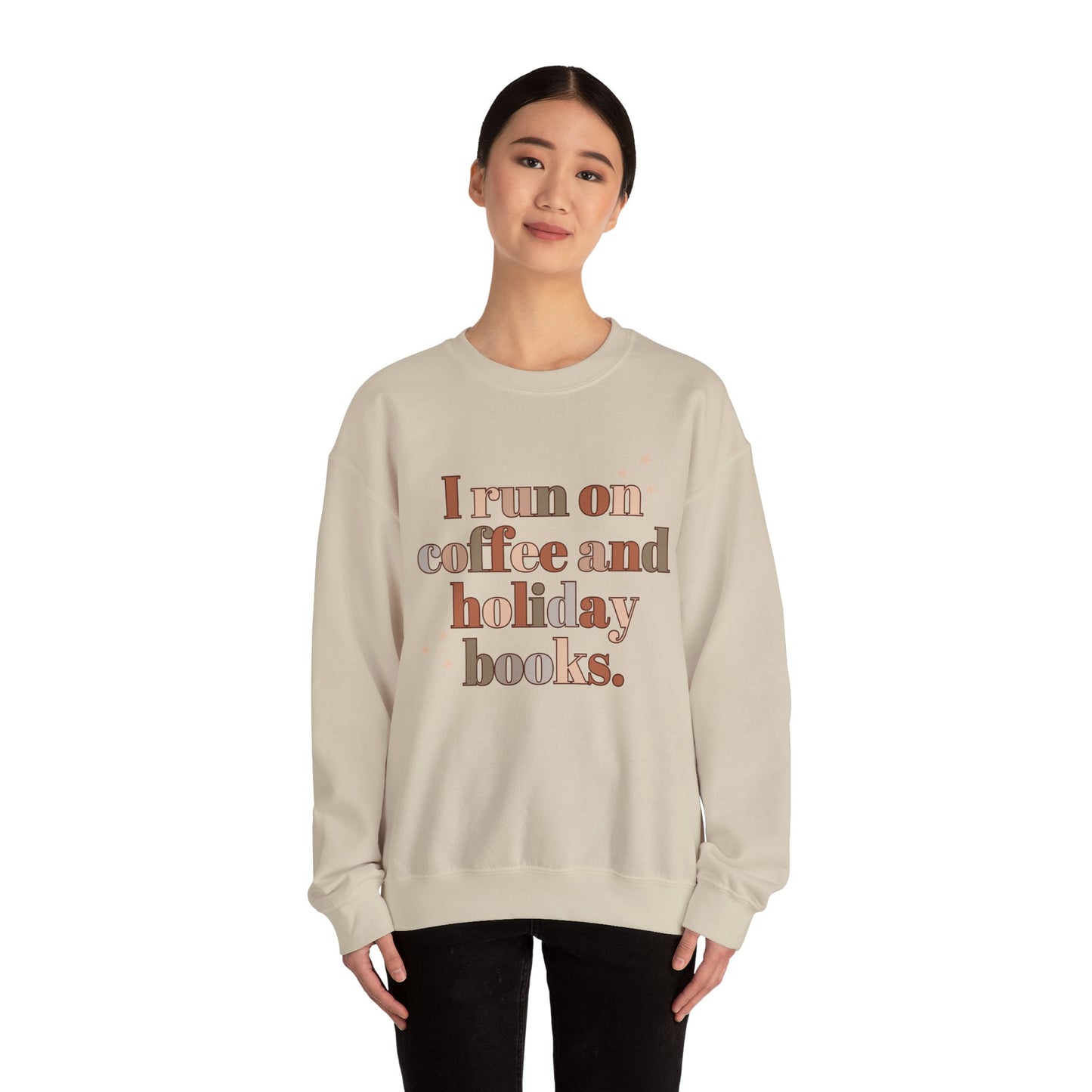 The Holiday Collection - "I Run on Coffee and Holiday Books" Sweatshirt | Book Lover Sweatshirt | Literary Christmas Sweatshirt | Cozy Holiday Sweatshirt for Bookworms