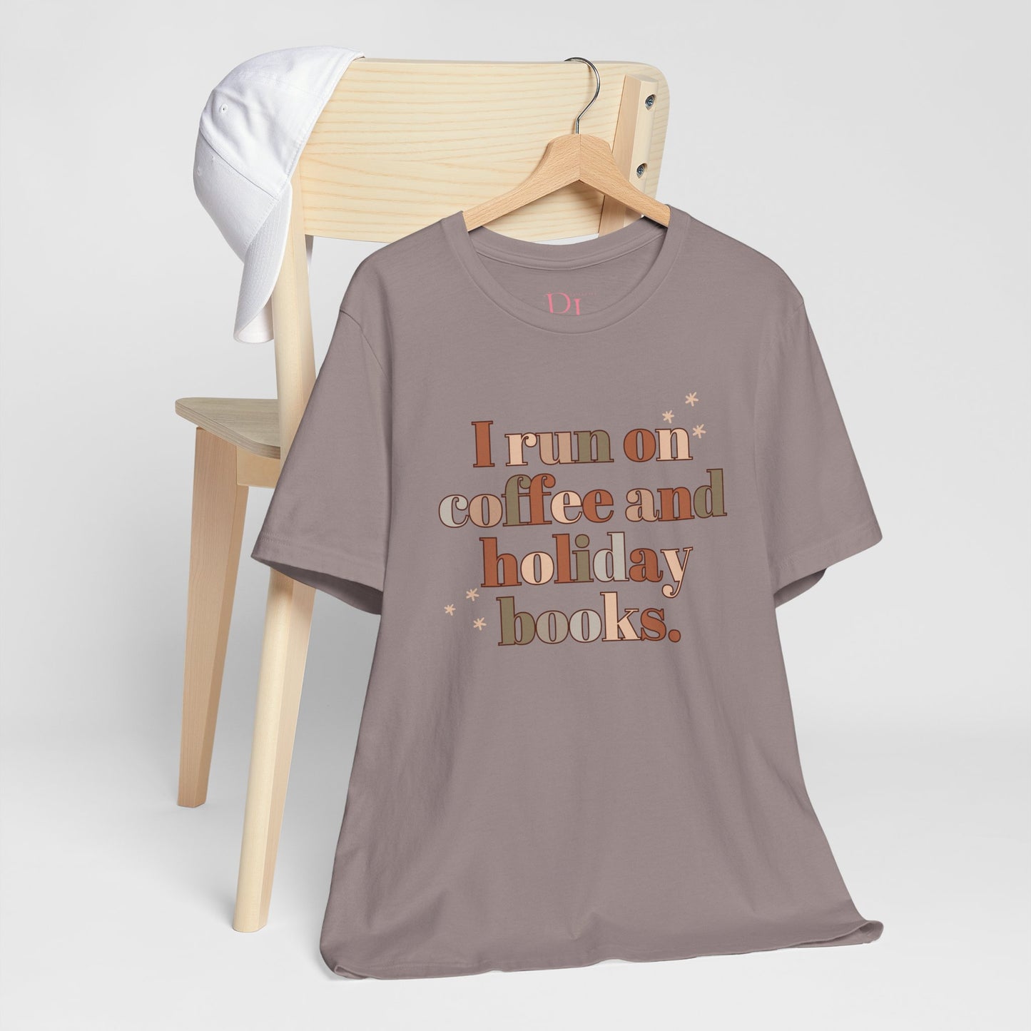 The Holiday Collection - "I Run on Coffee and Holiday Books" Bella & Canvas T-Shirt | Book Lover Tee | Literary Christmas Shirt | Cozy Holiday Shirt for Bookworms | Bella & Canvas Tee