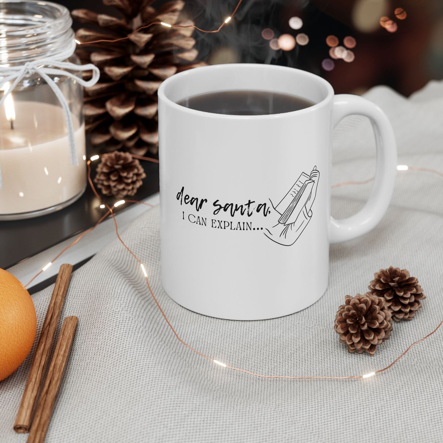 The Holiday Collection - "Dear Santa, I Can Explain..." Mug | Book Lover Gift | Funny Literary Mug | Holiday Mug for Bookworms | 11oz & 15oz Sizes