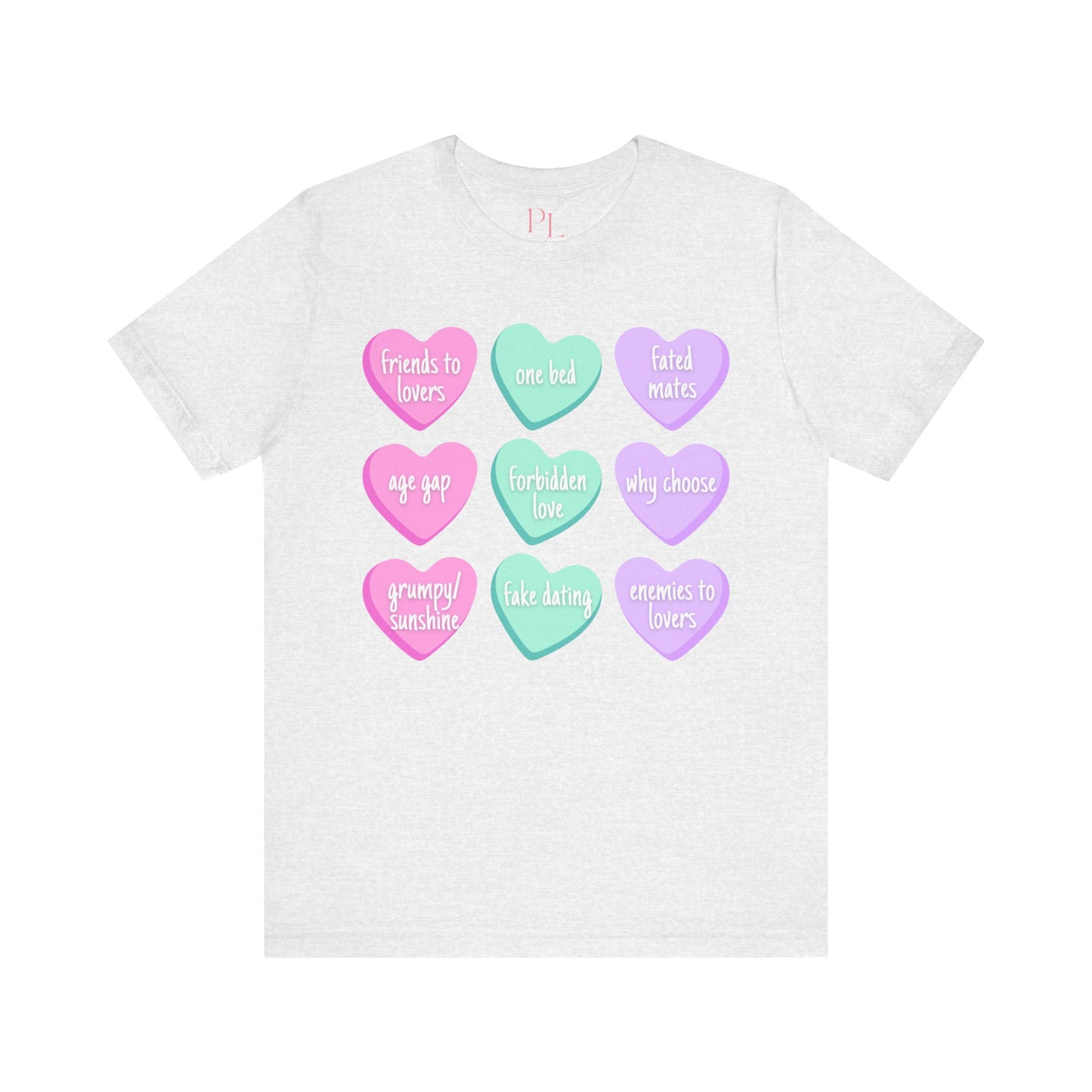 Bookish Valentine Collection - Book Trope Candy Hearts Bella + Canvas T-Shirt