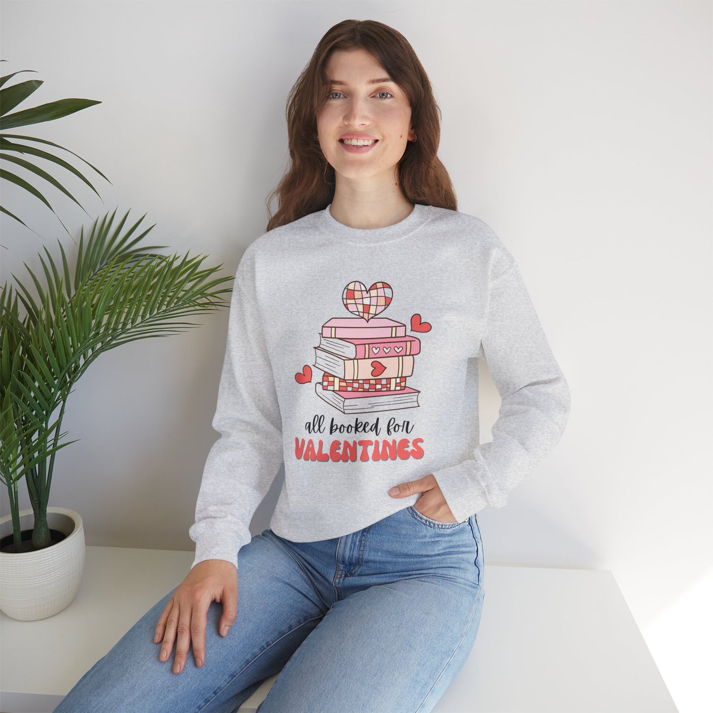 Bookish Valentine Collection - All Booked for Valentine’s Day Crewneck Sweatshirt